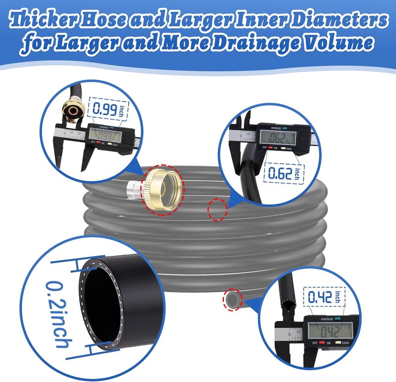 PJT 12FT Dehumidifier Drain Hose 3/4" FHT Connector - Leakproof Premium Durable Rust-Resistant Connector - Wider Hose for Faster Water Flow - Compatible with All Dehumidifiers - Image 4